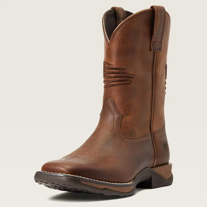 Kids Big Kids039 Footwear Ariat Anthem Patriot Western Boot Distressed Brown