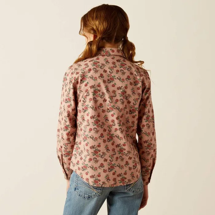Kids Button Down Shirts Ariat Flowers N039 Horseshoes Shirt Floral Horseshoe Print