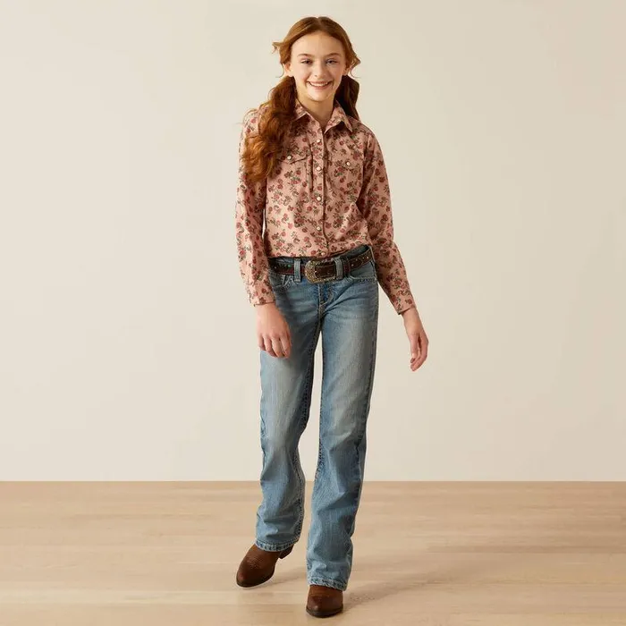 Kids Button Down Shirts Ariat Flowers N039 Horseshoes Shirt Floral Horseshoe Print