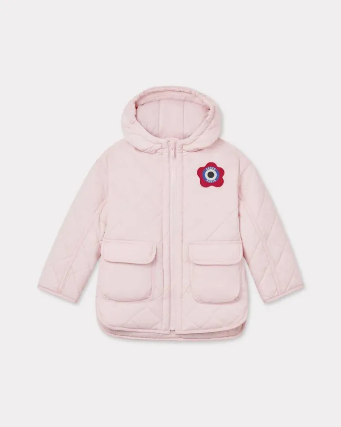 Kids Embroidered Padded Waterproof Jacket Pastel Pink Kenzo Jackets And Coats