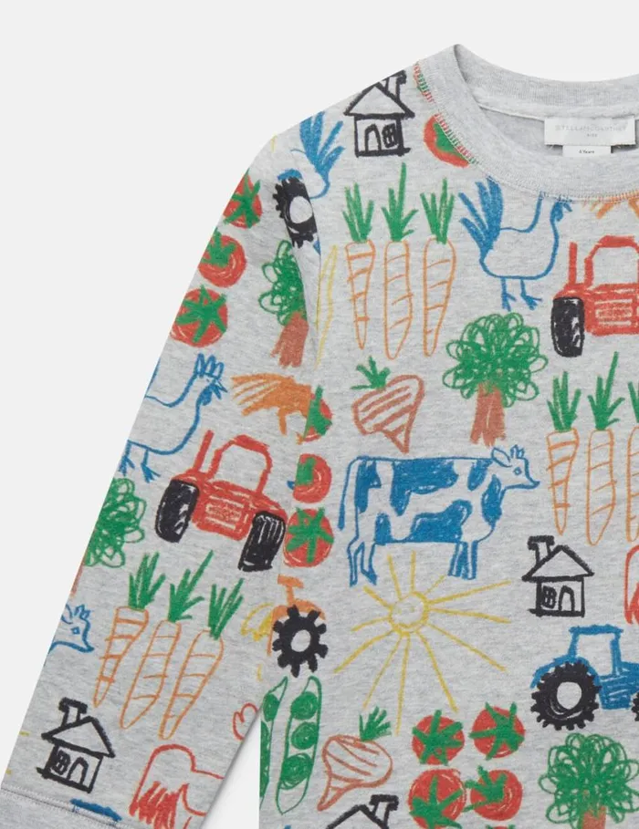 Kids Farmyard Print Sweatshirt Multicolour Stella McCartney TShirts And Sweatshirt