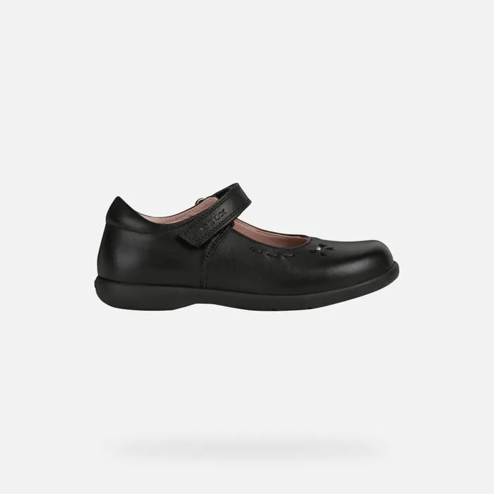 Kids Geox Ballerinas NAIMARA Junior Girl039s Black Leather Ballerina Flats SS Black