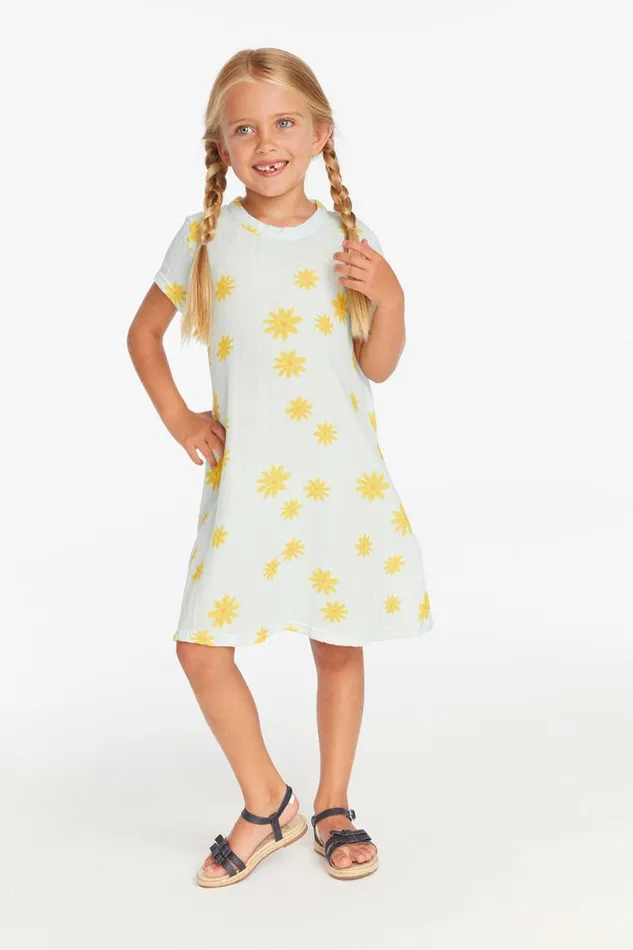 Kids Girls Chaser Brand Girls Powder Blue Daisy Tee Shirt Dress
