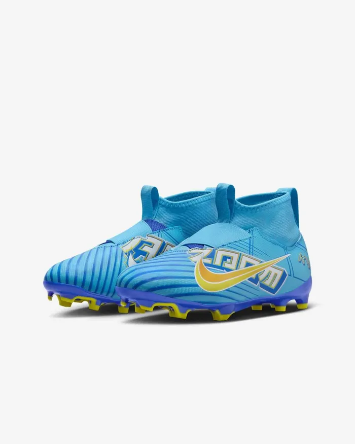 Kids Nike Football Jr Mercurial Zoom Superfly 9 Academy KM FGMG Baltic Bluewhite