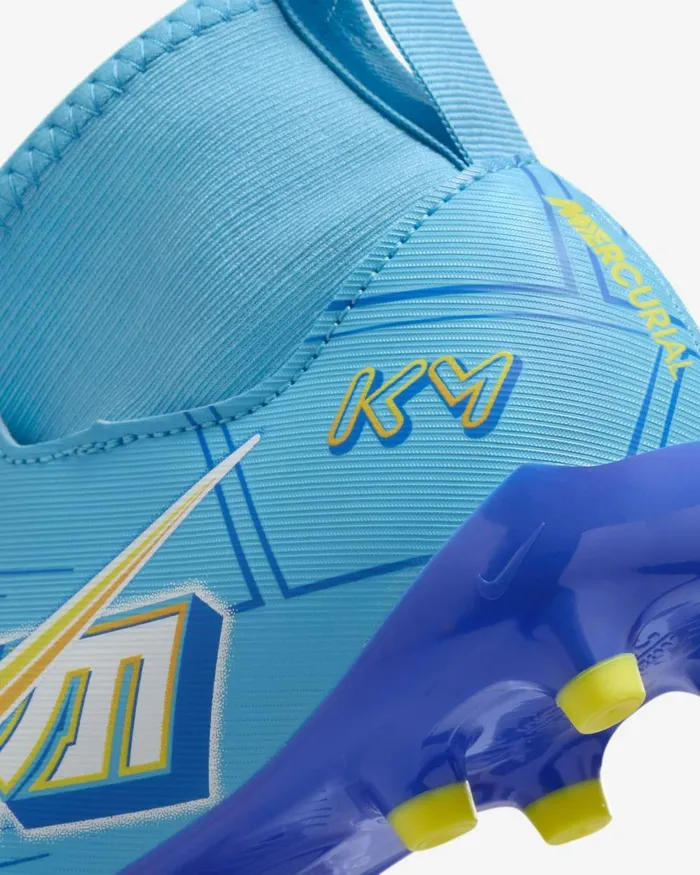 Kids Nike Football Jr Mercurial Zoom Superfly 9 Academy KM FGMG Baltic Bluewhite