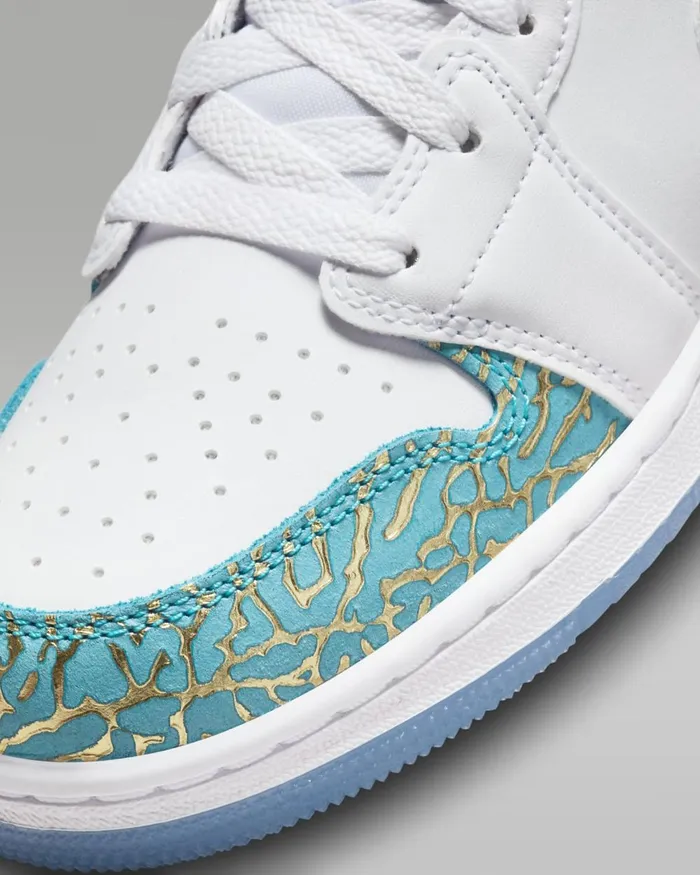 Kids Nike Jordan Air Jordan 1 Mid Sneaker School Whiteuniversity Redmetallic Gold