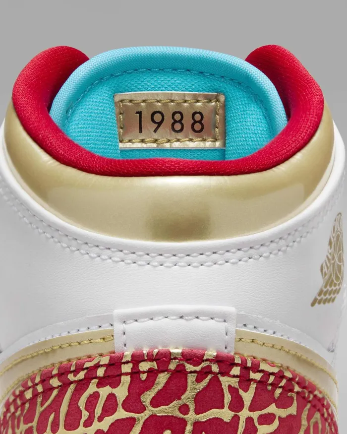Kids Nike Jordan Air Jordan 1 Mid Sneaker School Whiteuniversity Redmetallic Gold