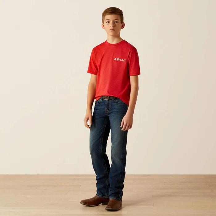 Kids TShirts and Polos Ariat Ariat Original Flag Scope TShirt Red Heather Kids TShirts and Polos Ariat Ariat Original Flag Scope TShirt Red Heather