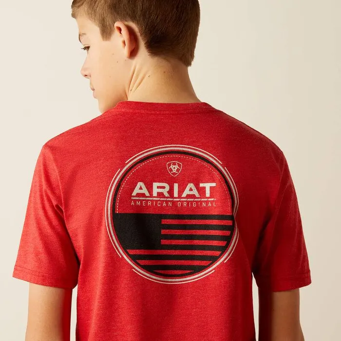Kids TShirts and Polos Ariat Ariat Original Flag Scope TShirt Red Heather Kids TShirts and Polos Ariat Ariat Original Flag Scope TShirt Red Heather