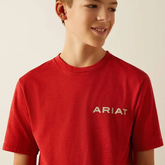 Kids TShirts and Polos Ariat Ariat Original Flag Scope TShirt Red Heather Kids TShirts and Polos Ariat Ariat Original Flag Scope TShirt Red Heather