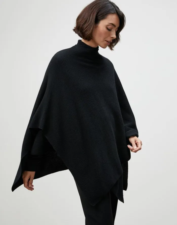 Lafayette 148 New York Cashmere Wrap Poncho Black Accessories Winter Accessories