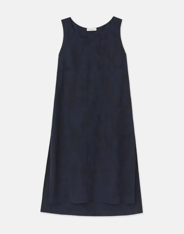 Lafayette 148 New York Flora Bloom Cloqu Jacquard Viscose Tunic Blouse Navy Ready To Wear Blouses and Shirts