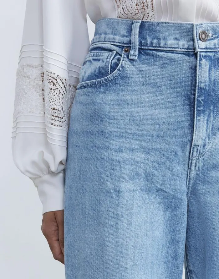 Lafayette 148 New York L148 Denim Crosby Boyfriend Jean Stonewash Blue Ready To Wear Pants and Shorts