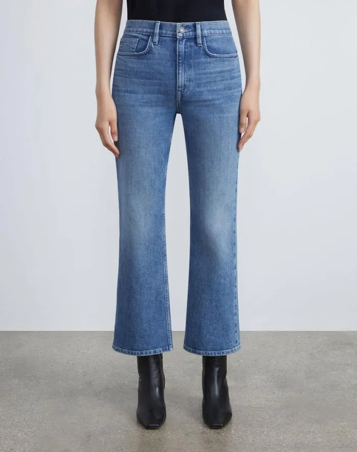 Lafayette 148 New York L148 Denim Mott Flared Ankle Jean Faded Skyline Ready To Wear Pants and Shorts