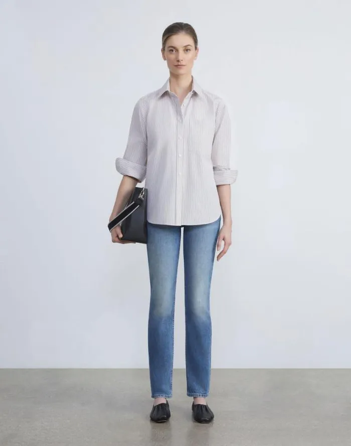 Lafayette 148 New York L148 Denim Reeve Straight Jean Faded Skyline Ready To Wear Pants and Shorts