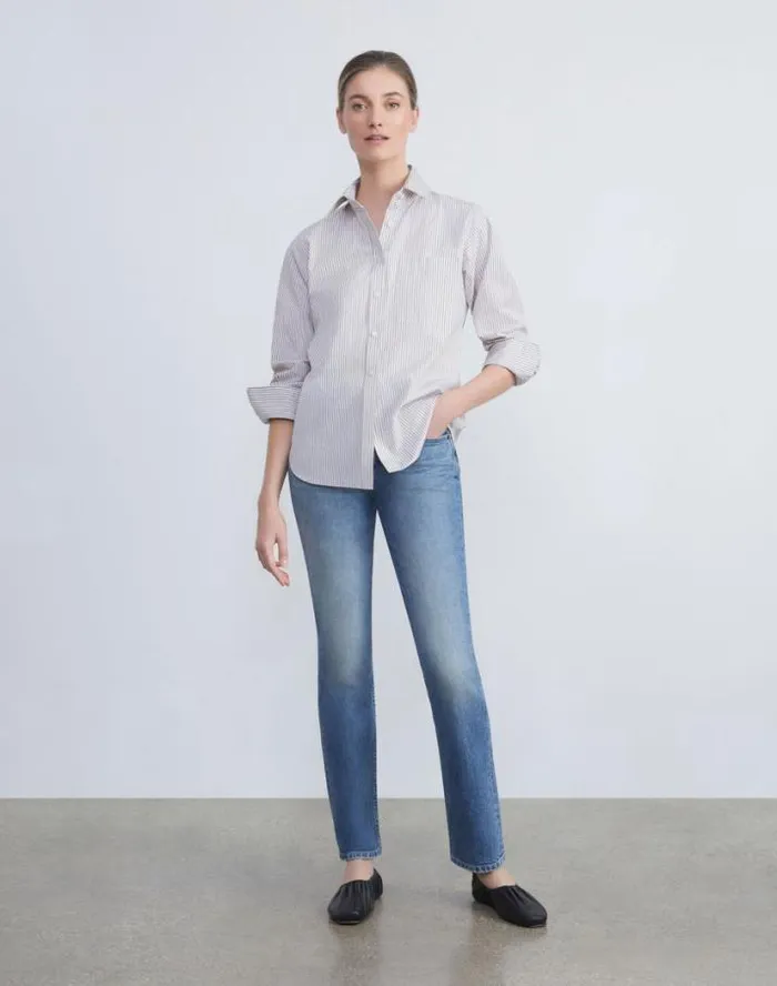 Lafayette 148 New York L148 Denim Reeve Straight Jean Faded Skyline Ready To Wear Pants and Shorts
