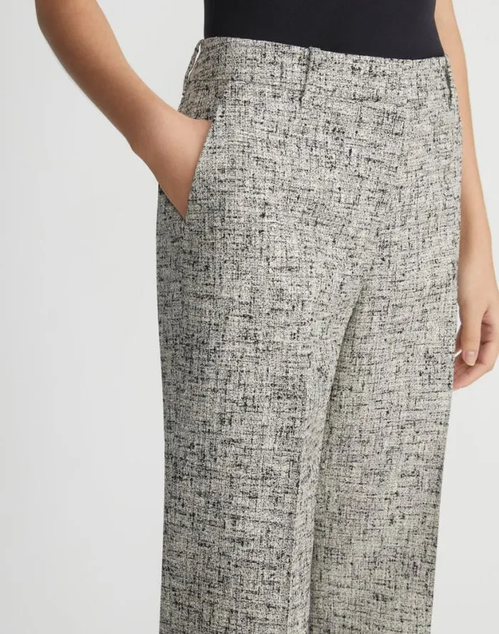 Lafayette 148 New York LinenCotton Boucl Tweed Gates Pant Black Multi Ready To Wear Pants and Shorts