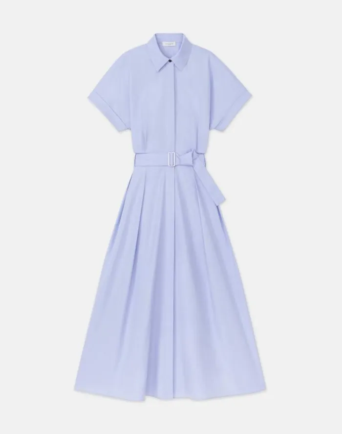 Lafayette 148 New York Organic Cotton Poplin Shirtdress Wild Bluet Ready To Wear Dresses