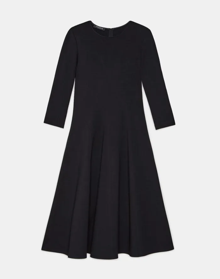 Lafayette 148 New York Punto Milano Flared Midi Dress Black Ready To Wear Dresses