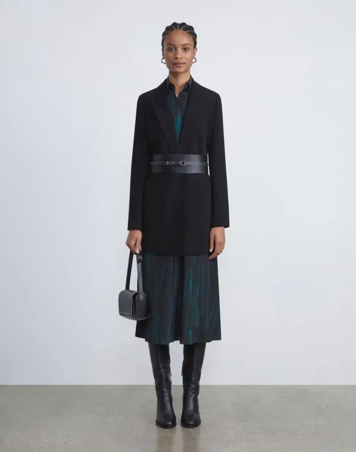 Lafayette 148 New York Responsible Finesse Crepe Peak Lapel Jacket Black Ready To Wear Jackets and Blazers