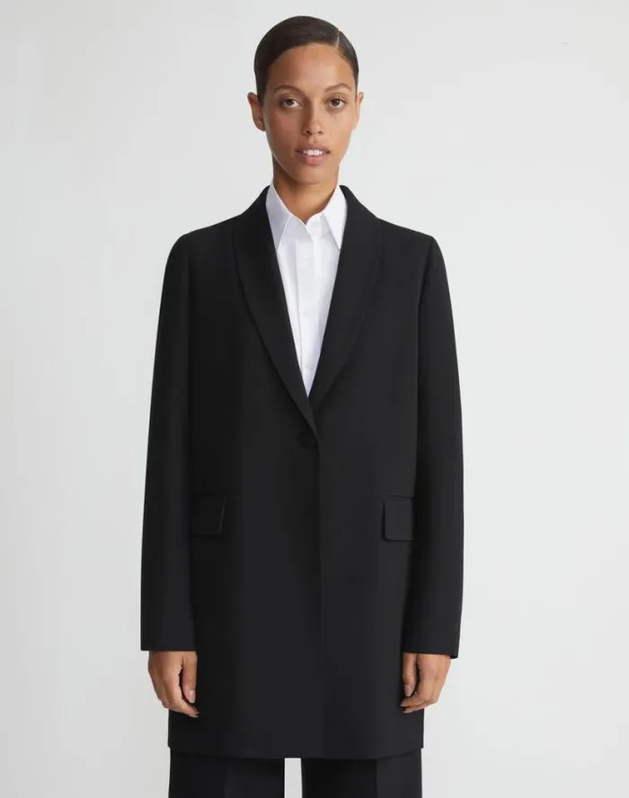 Lafayette 148 New York Responsible Finesse Crepe Shawl Collar Jacket Black Ready To Wear Jackets and Blazers