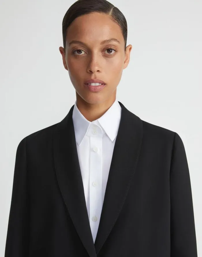 Lafayette 148 New York Responsible Finesse Crepe Shawl Collar Jacket Black Ready To Wear Jackets and Blazers