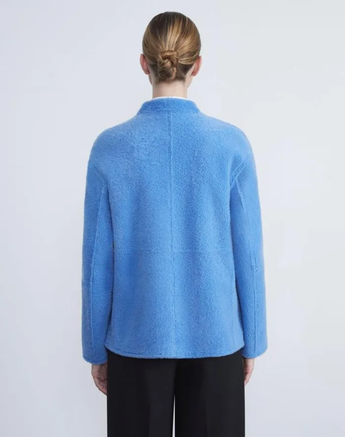 Lafayette 148 New York Shearling Reversible Coat Blue Iris Ready To Wear Leathers and Suedes