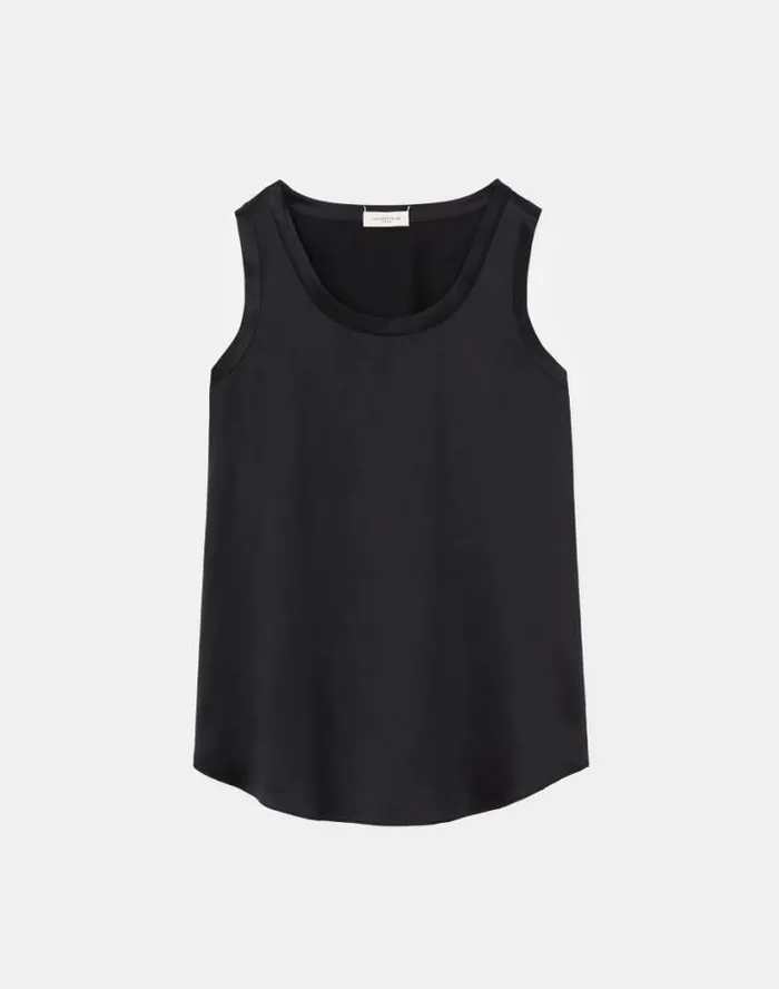 Lafayette 148 New York Silk Charmeuse Reversible Perla Blouse Black Ready To Wear Blouses and Shirts