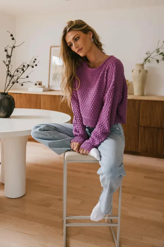 Lauren Textured Sweater In Fuchsia Fuchsia Women Bohme Sweaters