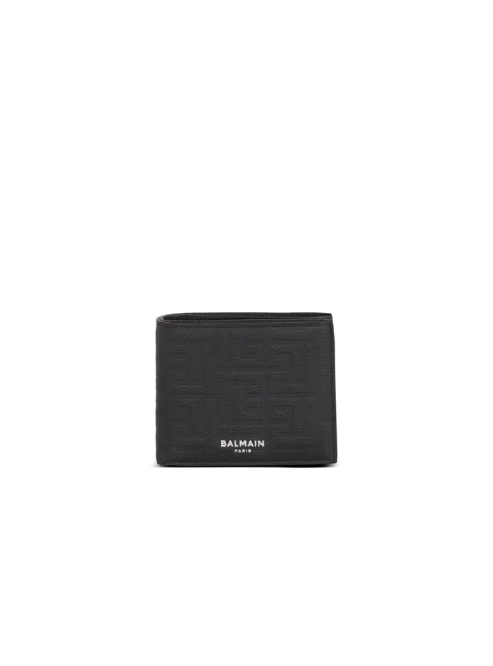Leather Flap Wallet Black Men Balmain Small Leather Goods