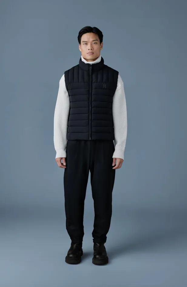 Light Down Jackets Men Mackage TITUS Perpendicular Channel Quilt Down Vest Black