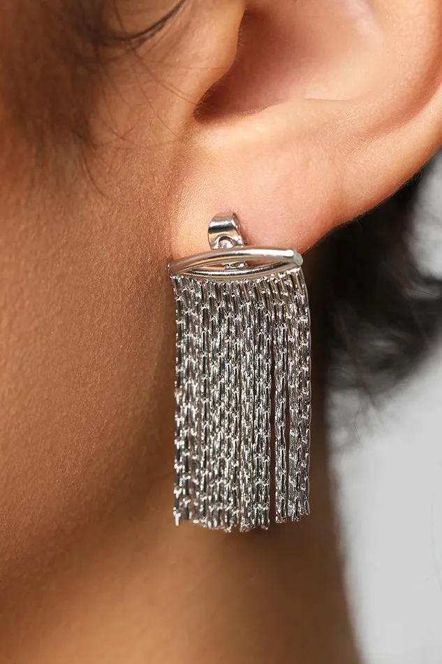 Lilly039s Kloset Jewelry Women Silver Fringe Drop Earrings