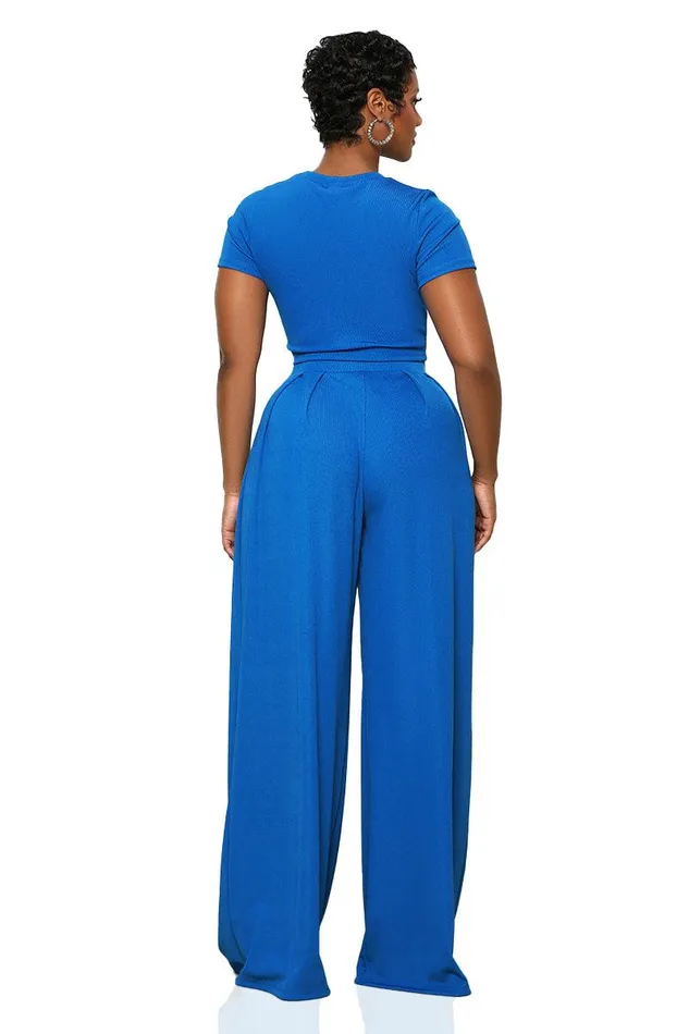 Lilly039s Kloset Sets Women Just Blue Wide Leg Pants Set