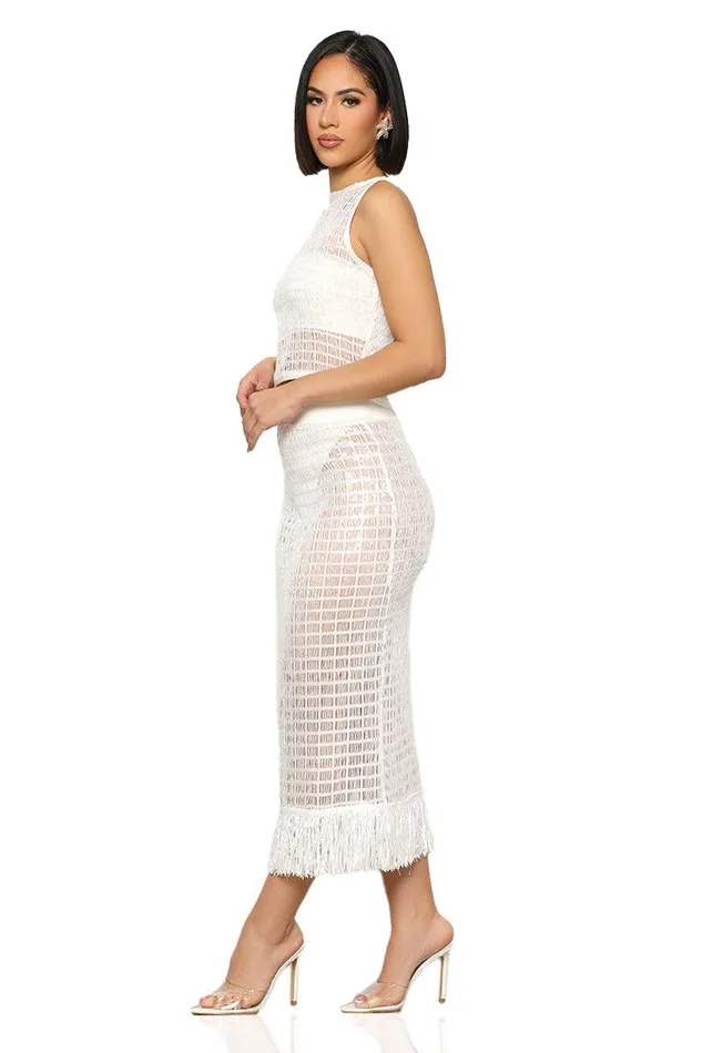 Lilly039s Kloset Sets Women Sparkle Of Night Sequins Cover Up Set White