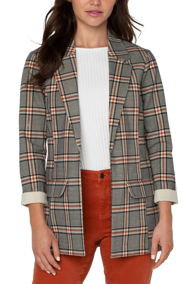 Liverpool Los Angeles BOYFRIEND BLAZER WITH PATTERN Black Cinnamon Tartan Plaid Women BLAZERS