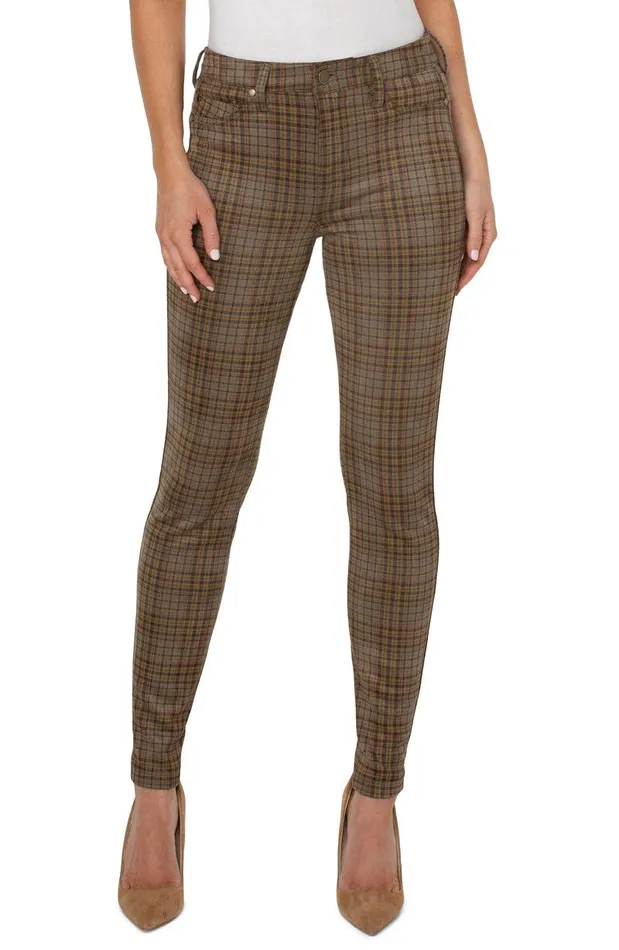 Liverpool Los Angeles MADONNA LEGGING Sage Gray Tartan Women KNIT LEGGINGS