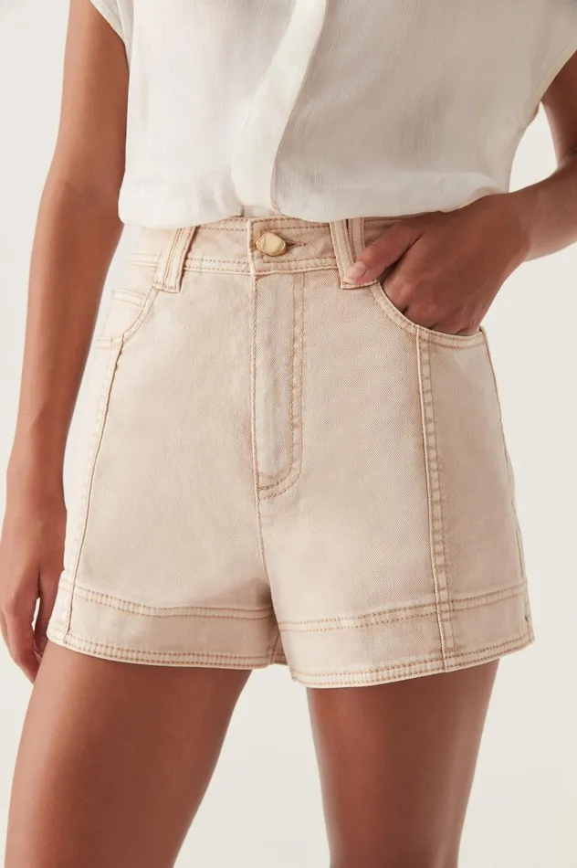 Lorah Denim Shorts Sand Women Aje Shorts