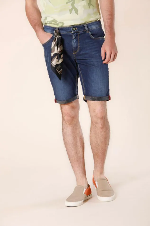 Man 5T Harris Bermuda In Denim With Camouflage Details Slim Mason039s Bermuda