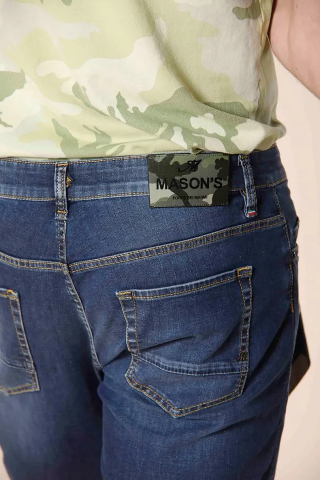 Man 5T Harris Bermuda In Denim With Camouflage Details Slim Mason039s Bermuda