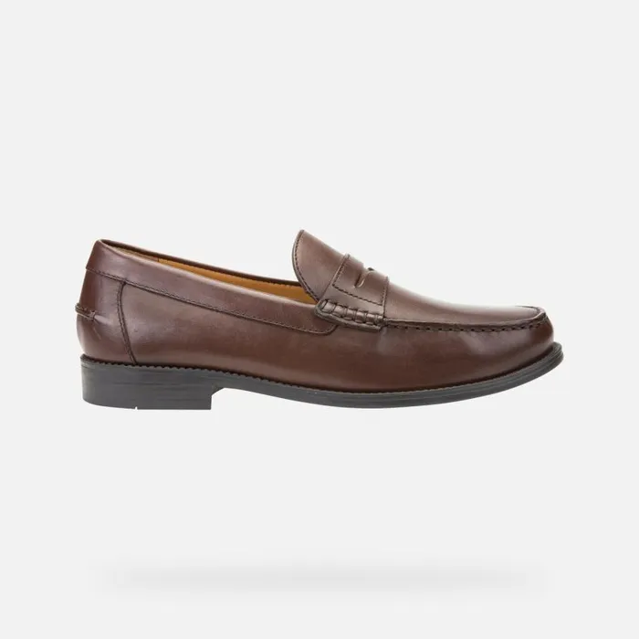 Man Geox Loafers NEW DAMON Men039s Brown Leather Loafers Geox Dark Brown