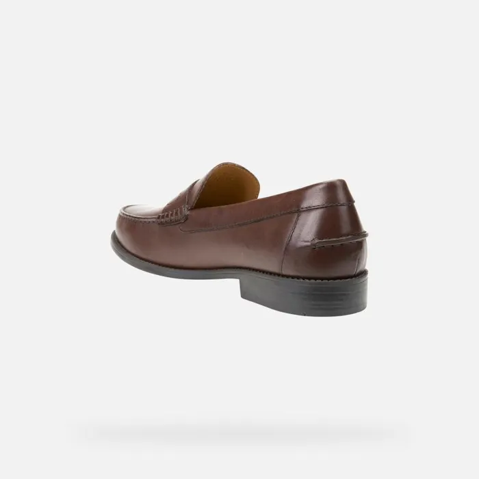 Man Geox Loafers NEW DAMON Men039s Brown Leather Loafers Geox Dark Brown
