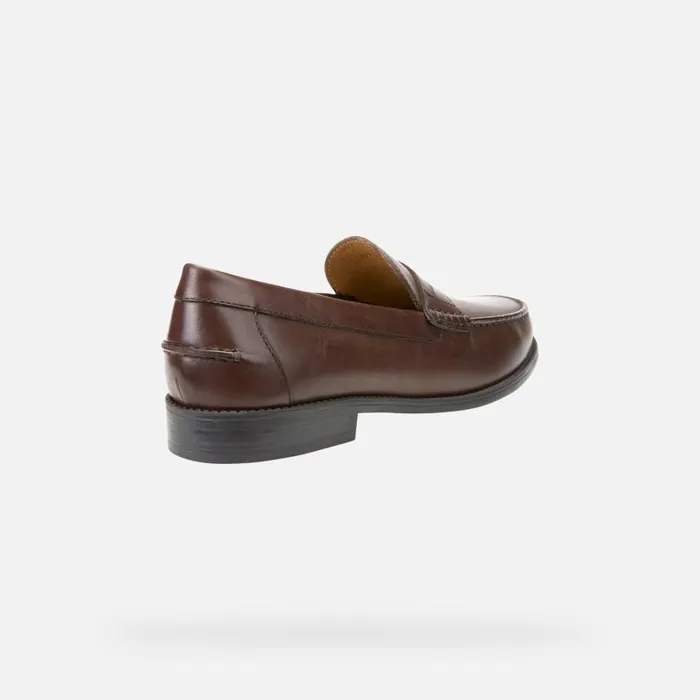 Man Geox Loafers NEW DAMON Men039s Brown Leather Loafers Geox Dark Brown