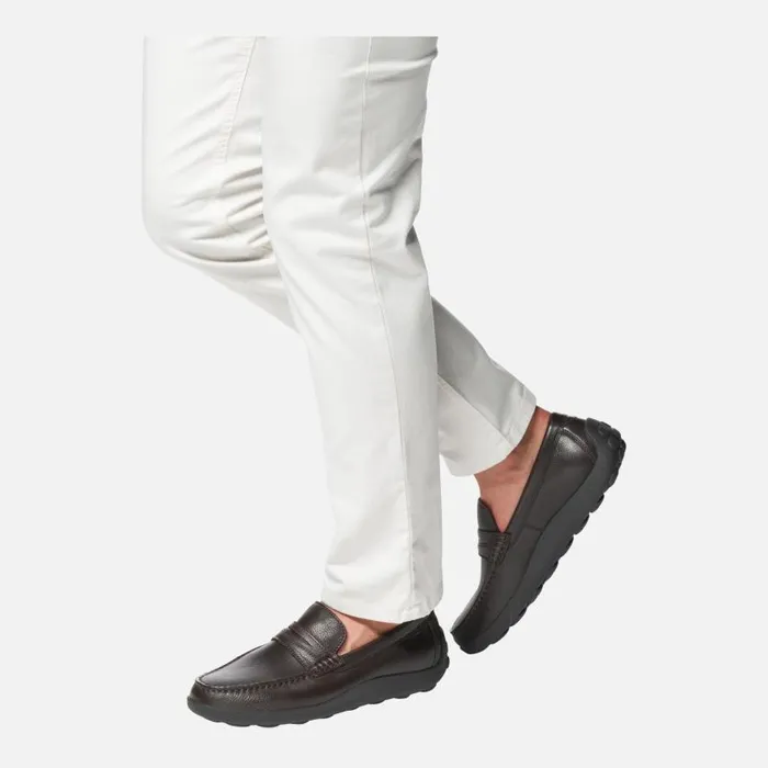Man Geox Loafers SPHERICA EC14 MAN Coffee Leather Loafers Coffee