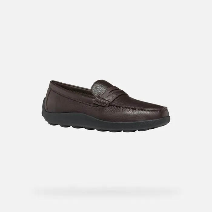 Man Geox Loafers SPHERICA EC14 MAN Coffee Leather Loafers Coffee