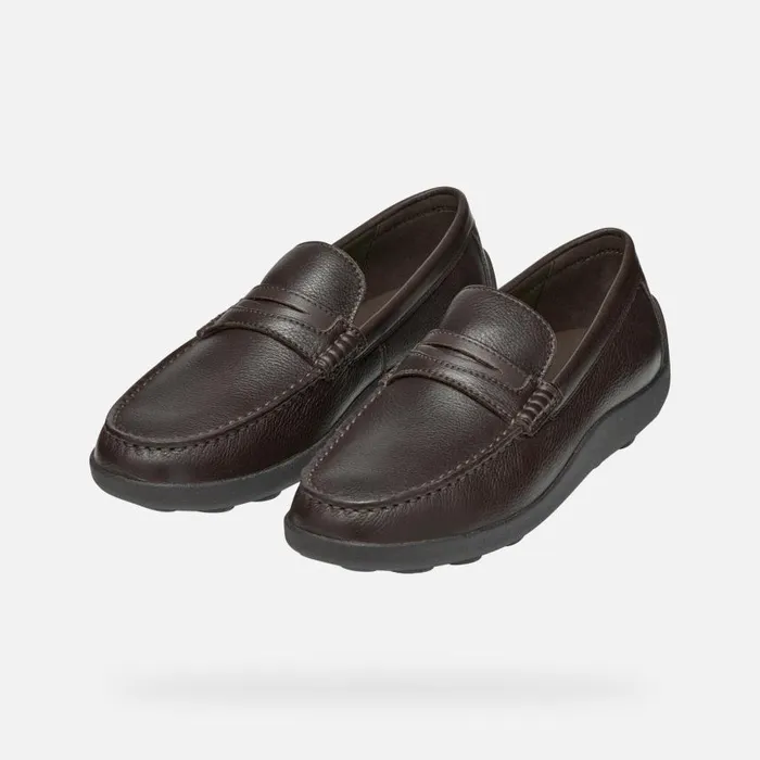 Man Geox Loafers SPHERICA EC14 MAN Coffee Leather Loafers Coffee