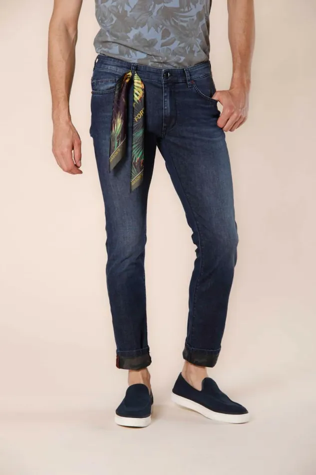 Man Harris 5 Pockets Pants In Stretch Denim With Camouflage Pattern Slim Mason039s Pants