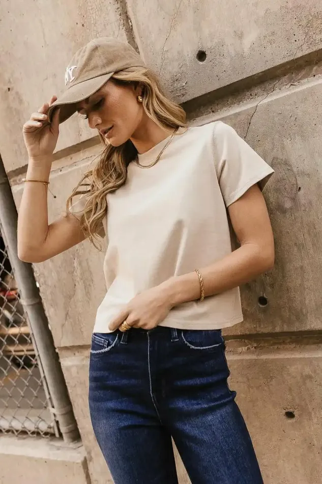 Mason Crewneck TShirt In Taupe Taupe Women Bohme Tees and Tanks