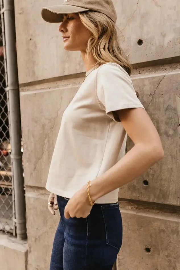Mason Crewneck TShirt In Taupe Taupe Women Bohme Tees and Tanks