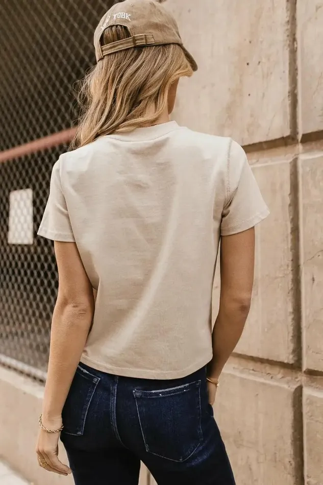 Mason Crewneck TShirt In Taupe Taupe Women Bohme Tees and Tanks