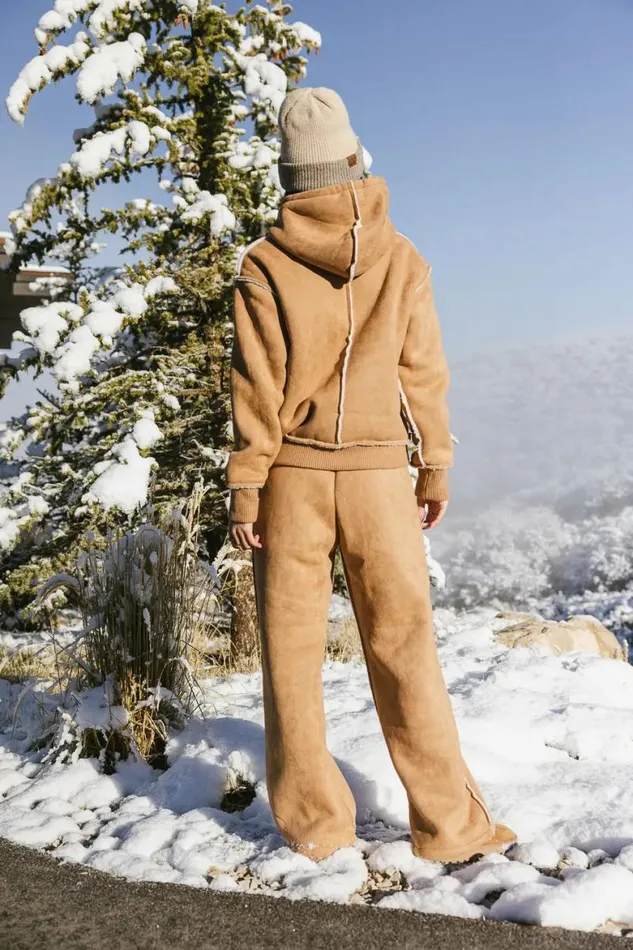 Mattie Faux Shearling Hoodie In Camel Camel Women Bohme Sets